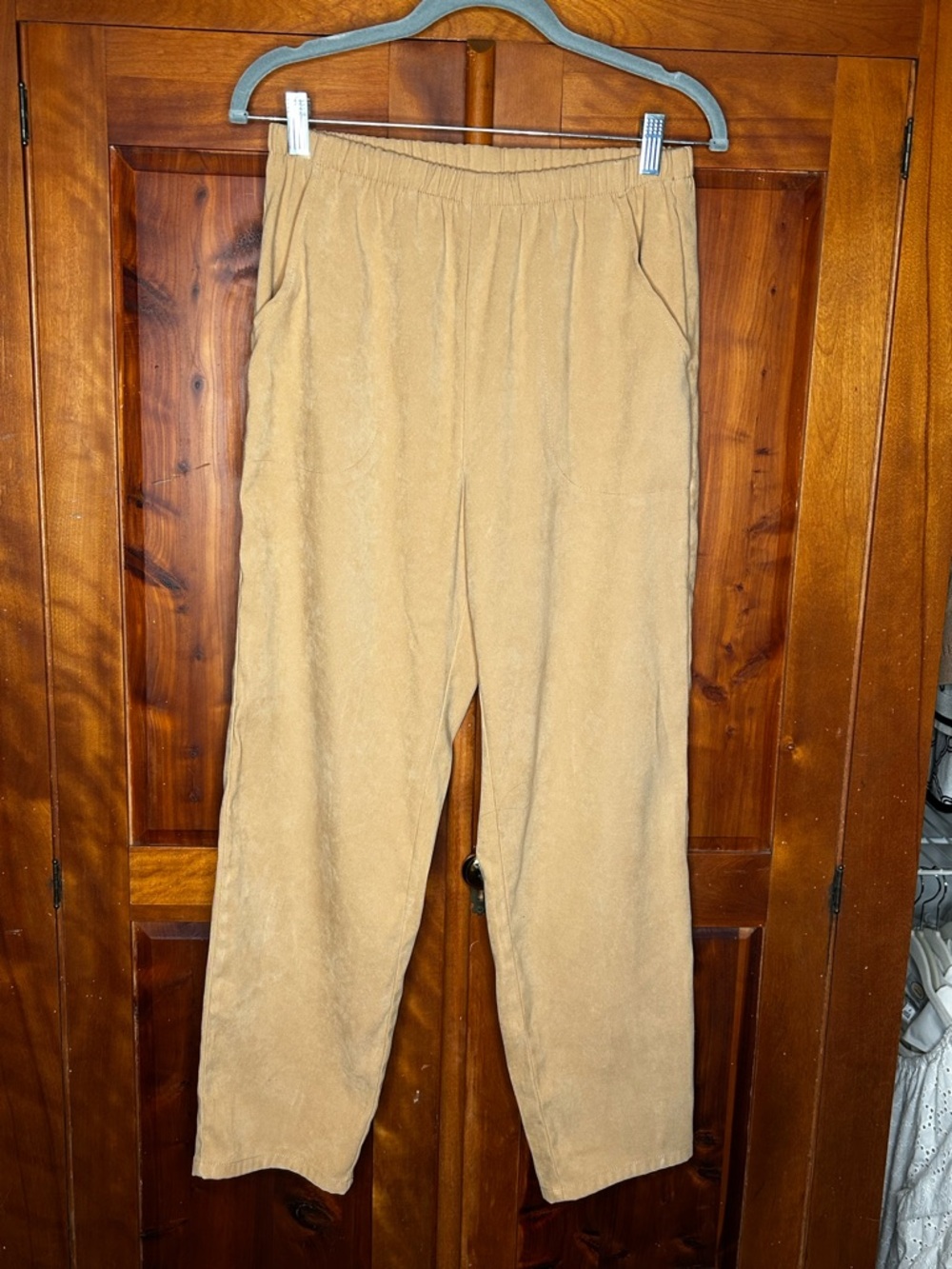 Denim&Co Beige Pull On Elastic High Waist Pants Mustard Yellow Vintage Soft Y2K